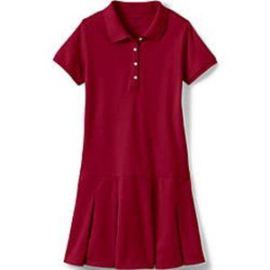 Lands' End School Uniform Girls Short Sleeve Mesh Polo Dress At the Knee, NWT